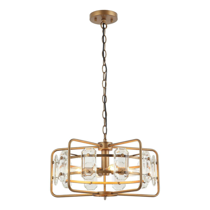 PARROT UNCLE 4-LIGHT GOLDEN OR BLACK MODERN CRYSTAL PENDANT LIGHT - GOLD - Like New