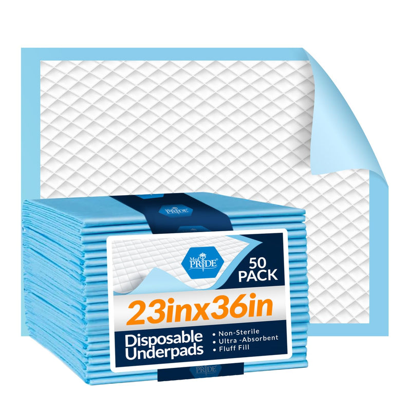 MEDPRIDE INCONTINENCE PADS DISPOSABLE KID, ELDERLY & DOG PEE PADS 50-PACK BLUE - Brand New