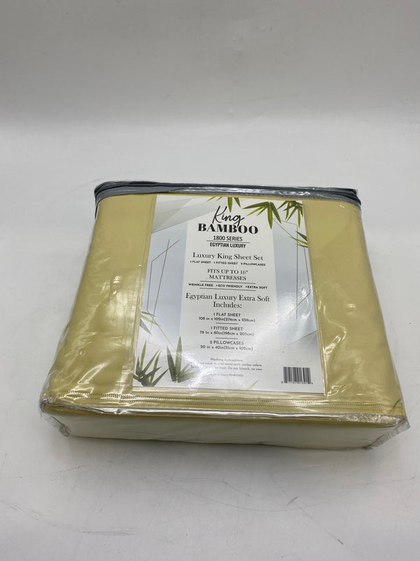 KING BAMBOO COMFORT 1800 SERIES EGYPTIAN LUXURY KING SHEET SET - YELLOW - Like New