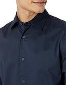 AMAZON ESSENTIALS MEN'S SLIM FIT LONG SLEEVE DRESS SHIRT - SIZE: MEN L - NAVY - Brand New