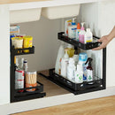 BASICWISE ADJUSTABLE HEIGHT UNDER SINK PULL-OUT ORGANIZER 2-TIER - BLACK - Like New