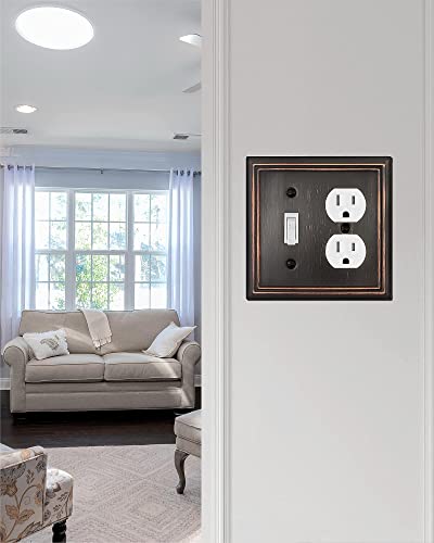 ZILLSEA 1 TOGGLE/1 DUPLEX SWITCH PLATES, 2 PACK, 2-GANG, A033P22 - BRONZE - Brand New