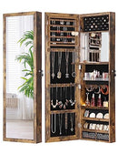 Nicetree 47.2" H LED Full Length Mirror Jewelry Cabinet, Rustic Brown - Brand New