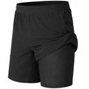 JUMP START 2 IN 1 STRETCH ACTIVE QUICK DRY SHORTS LINER - SIZE: MEN M - BLACK - Like New