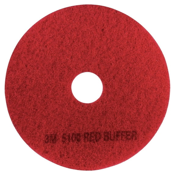 3M 5100 BUFFER FLOOR PADS, 20" DIAMETER, RED, BOX OF 5 - RED - Brand New