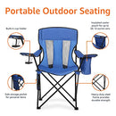Amazon Basics Portable Folding Camping Chair 4-Can Cooler Large Blue - Brand New