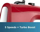 BLACK+DECKER Hand Held 5-Speed Mixer - Red - Like New