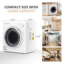 ELEVON PORTABLE CLOTHES DRYER 1350W 5 DRYING MODES 2.6 CU.FT BLACK & WHITE - Brand New