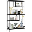 HOME BI Geometric Bookshelf Tall Modern Etagere Bookcase, 5 Open Shelves - Black - Brand New