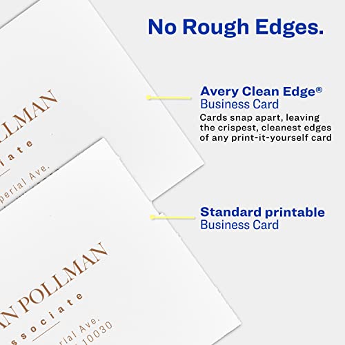 Avery Clean Edge Printable Business Cards with Sure Feed Technology - White - Brand New