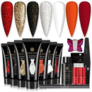 Saviland Poly Nails Gel Kit - 7 Colors Nail Extension Gel Kit Glitter Hard Gel - Brand New