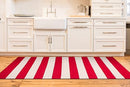 Fab Habitat Machine Washable Area Rug, Woven, Stripes, 3 x 5 ft - Red/White - Brand New