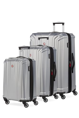 SWISSGEAR 3750 HARDSIDE EXPANDABLE LUGGAGE SPINNER WHEELS, 3-PIECE, SILVER Like New