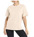 BLUE ICE WOMEN'S LOOSE FIT SHORT SLEEVE CREW NECK SOLID TEE - SIZE: L - NATURAL - Brand New