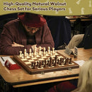 DOOWROODNI Premium Walnut 15" Magnetic Wooden Folding Chess Checkers Set - Red - Like New