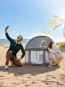 EVER ADVANCED FOLDABLE BABY PLAYPEN WITH 3CM MAT BABY BEACH TENT -GREY - Like New