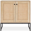BCP 2-Door Accent Furniture Cupboard Non-Scratch Sky6891 - Black/Rattan - Like New