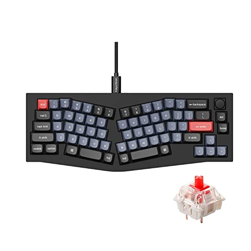 KEYCHRON Q8 WIRED MECHANICAL KEYBOARD VERSION QMK/VIA GATERON RED SWITCH - BLACK - Like New