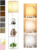 PARTPHONER FLOOR LAMP WITH SHELVES FOR LIVING ROOM WHITE SHELF LAMP - Like New