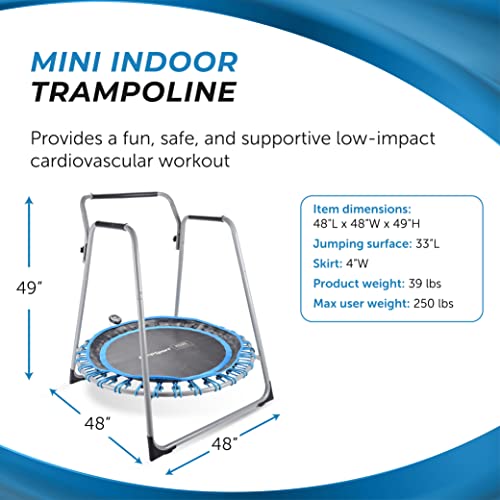 Stamina JumpSport 125 Fitness Trampoline with Handlebars - Blue/Black - Like New