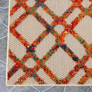 SUPERIOR GEOMETRIC MODERN DIAMOND LATTICE INDOOR OUTDOOR AREA RUG 5X7 - CREAM - Like New