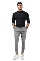 GINGTTO Mens Plaid Dress Pants Stretch Chino Pants Men Slim Fit Gray 30x30 - Like New