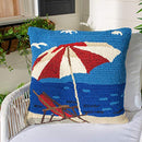 SAFAVIEH BEACH LOUNGE 20" X 20" OUTDOOR PILLOW, SET OF 2, PPL110A, MARINE/RED - Like New