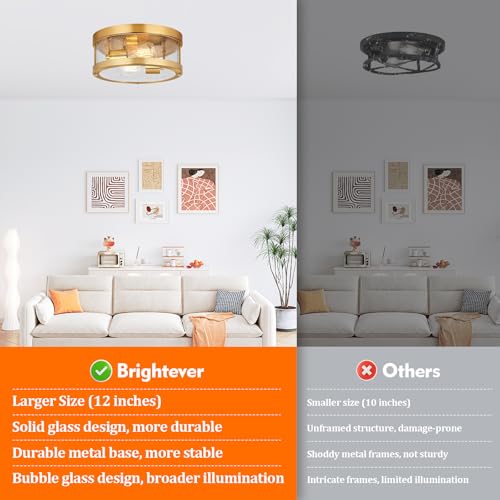 BRIGHTEVER 2-LIGHT GOLD CLOSE TO CEILING LIGHT FIXTURE - GOLD - Like New