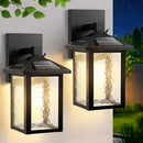 BESLOWE SOLAR WALL LIGHTS OUTDOOR ALUMINUM DUSK 3000K 5000K 2 PACK - BLACK - Like New