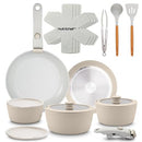 NUTRICHEF 18-PIECE CERAMIC COOKWARE SET NCCS18DTHCR - CREAM - Like New