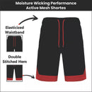JUMP START MEN'S MESH QUICK DRY ATHLETIC PERFORMANCE SHORTS,SIZE 2XL - BLACK/RED - Brand New