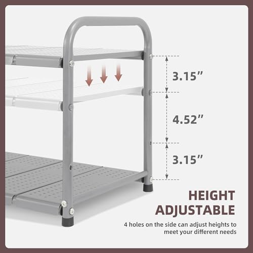 STORAGE MANIAC UNDER SINK 2 TIER EXPANDABLE SHELF ORGANIZER STM1102000053 Silver Like New