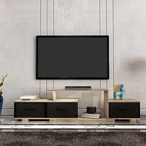 Modern TV Stand with Quick Assemble Drawers W67943606 - Black/Brown - Like New