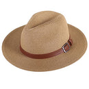 Livingston Fashionable Wide Brim Straw Panama Hat for Men & Women - Light Brown - Brand New