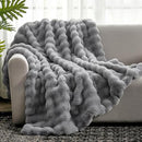 COZY BLISS FAUX FUR THROW BLANKET FOR COUCH, 50 * 60 INCHES - LIGHT GRAY - Like New