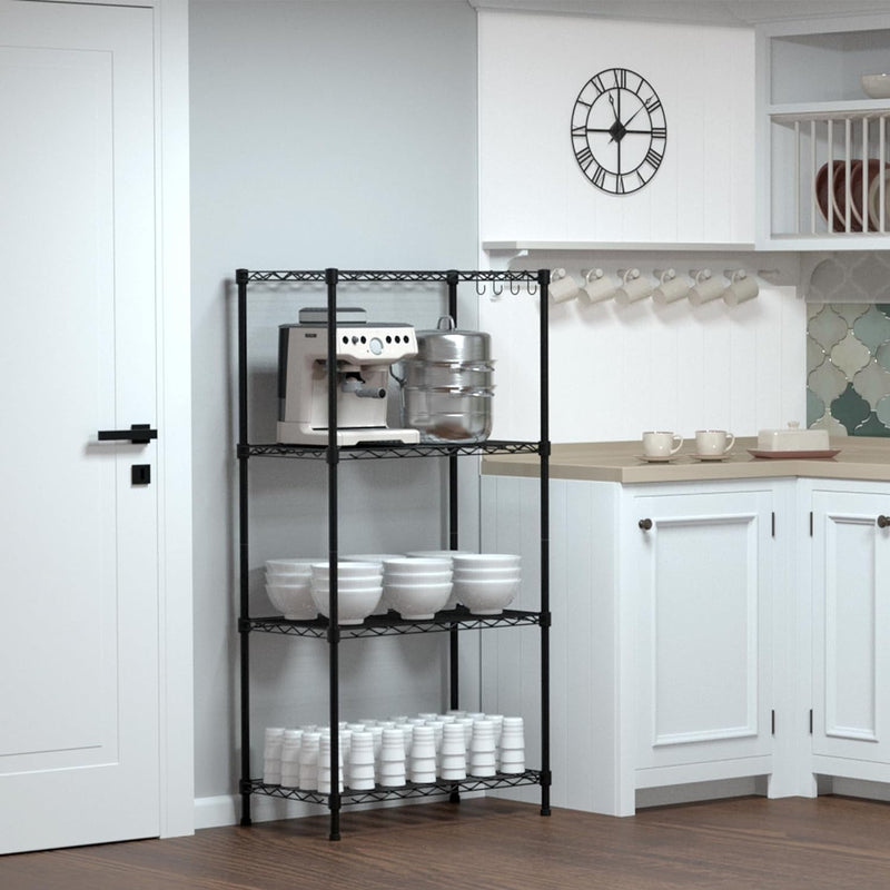 WORKPRO STORAGE SHELVES 4 TIER METAL SHELVING UNIT GARAGE WIRE RACK - BLACK - Like New