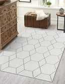 UNIQUE LOOM TRELLIS FRIEZE AREA RUG - GEOMETRIC (5' 1" X 8', IVORY/ GRAY) - Like New