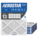Aerostar Air Filter 16x25x1 MERV 13 HVAC 6 Pack B01CR9JNGS - NEW - Brand New