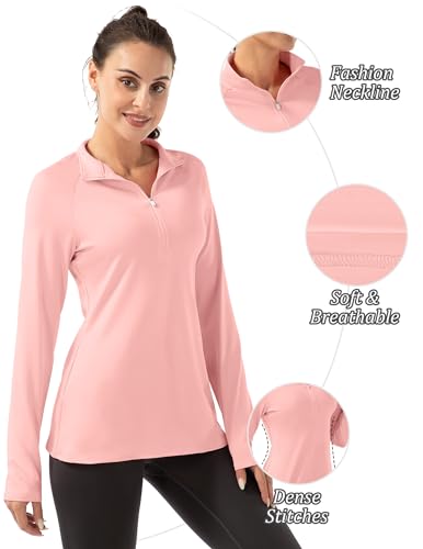 FKEEP WOMEN'S POLO SHIRTS LONG SLEEVE UPF 50+ SUN PROTECTION TENNIS GOLF - PINK - Brand New