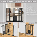 Baby Gate with Cat Door 30" to 48" Wide Black Walk Through Small Pet Gate Guide - Brand New
