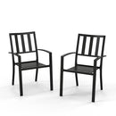 PHI VILLA Stackable Patio Dining Chairs Set of 2, Wrought Iron B07D76CR4Z Black - Brand New