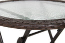 PHI VILLA Resin Wicker Patio Accent Table with Glass Tabletop B076QKG23V - Brown - Brand New
