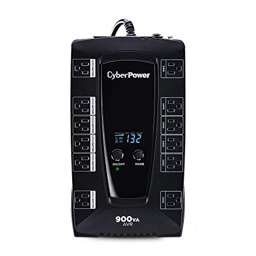 CYBERPOWER AVRG900LCD INTELLIGENT LCD UPS SYSTEM 900VA 480W 12 OUTLETS - BLACK - Like New