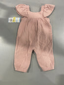 CAT & JACK BABY GIRLS' EMBROIDERED RUFFLE LONG SLEEVE ROMPER - SIZE 0-3M - PINK - Brand New