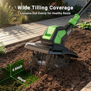 PATOOLIO 20V CORDLESS TILLER CULTIVATOR, LIGHTWEIGHT - GREEN - Like New