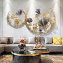 UUABAEF 3D Gold wall decor, Ginkgo Leaf Metal Wall Art Decor, 43 * 26" - Brand New