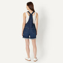 AMAZON ESSENTIALS WOMEN DENIM SHORT OVERALL DARK WASH M - Brand New