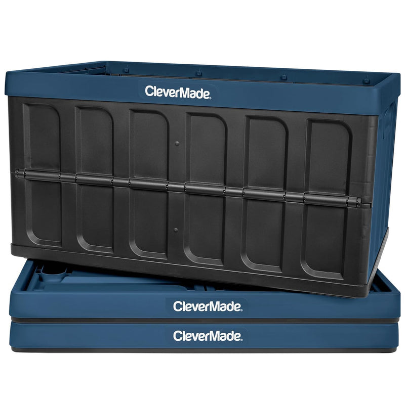CLEVERMADE COLLAPSIBLE STORAGE BIN (NO LID) OCEAN 3PK - 62L (16 Gal) FOLDING - Like New