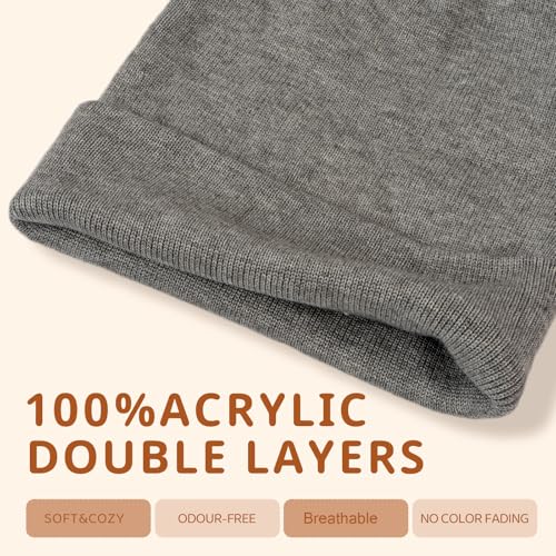 ZOORON Kids Beanie Boys Girls Beanies Winter Hats Knit Warm Caps - GRAY - Like New