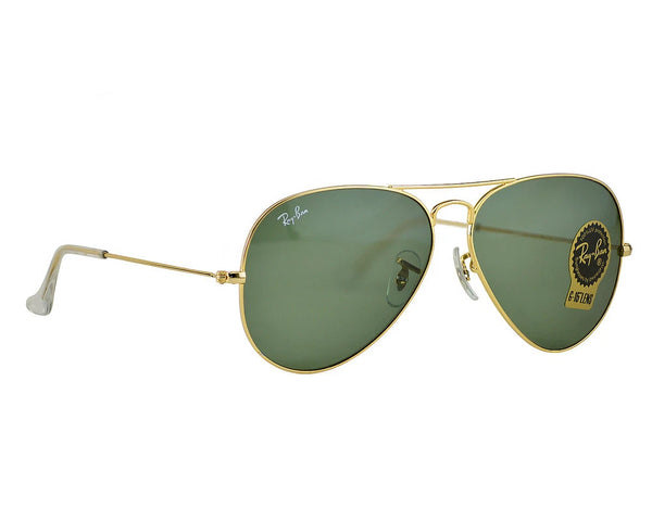 RAY BAN SUNGLASSES RB3025 AVIATOR CLASSIC GREEN LENSES 58MM UNISEX - GOLD/GREEN - Like New